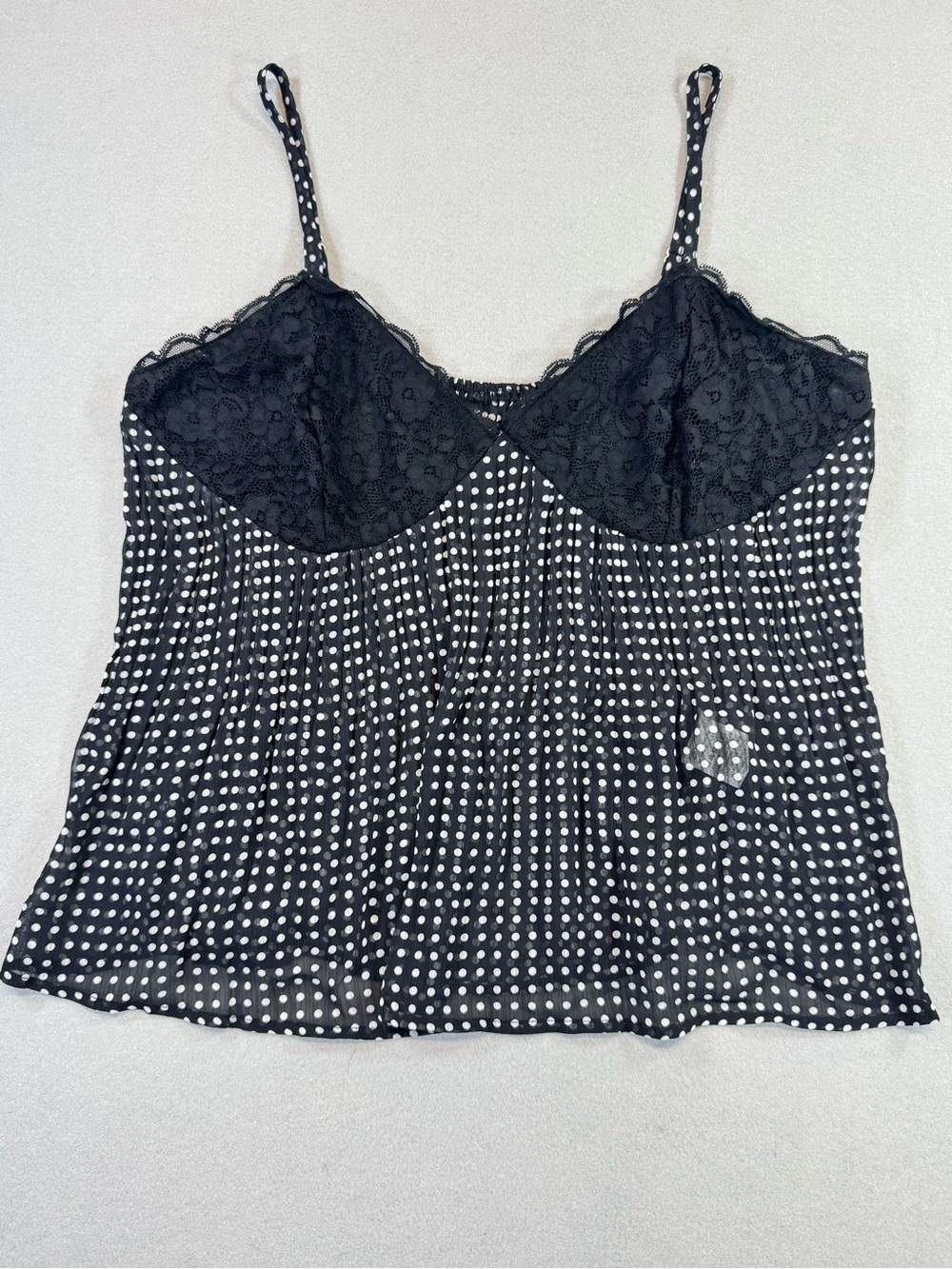 Black Polka Sheer Dot Lace Cami Top‎ XL